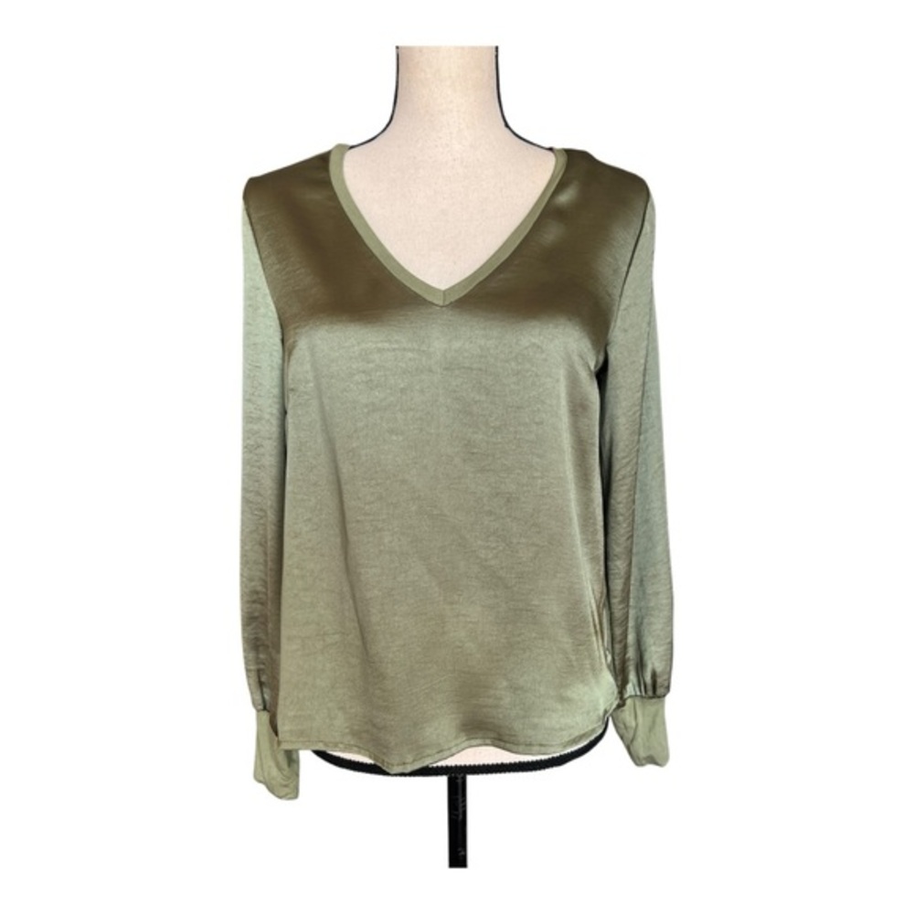 Another Love Aya Top Folliage Olive Green V-Neck Top Size XS